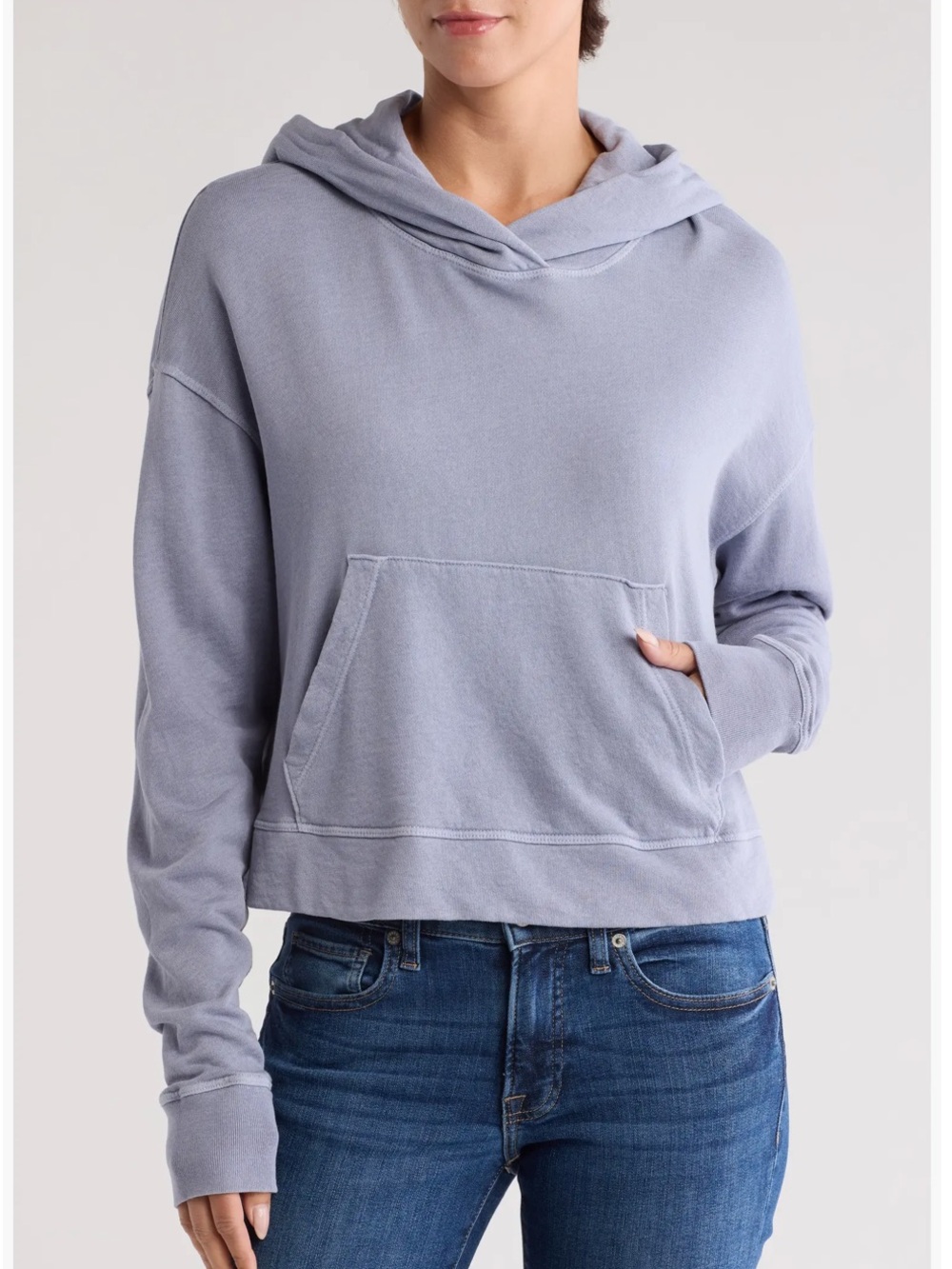 James Perse Relaxed Crop Cotton Hoodie